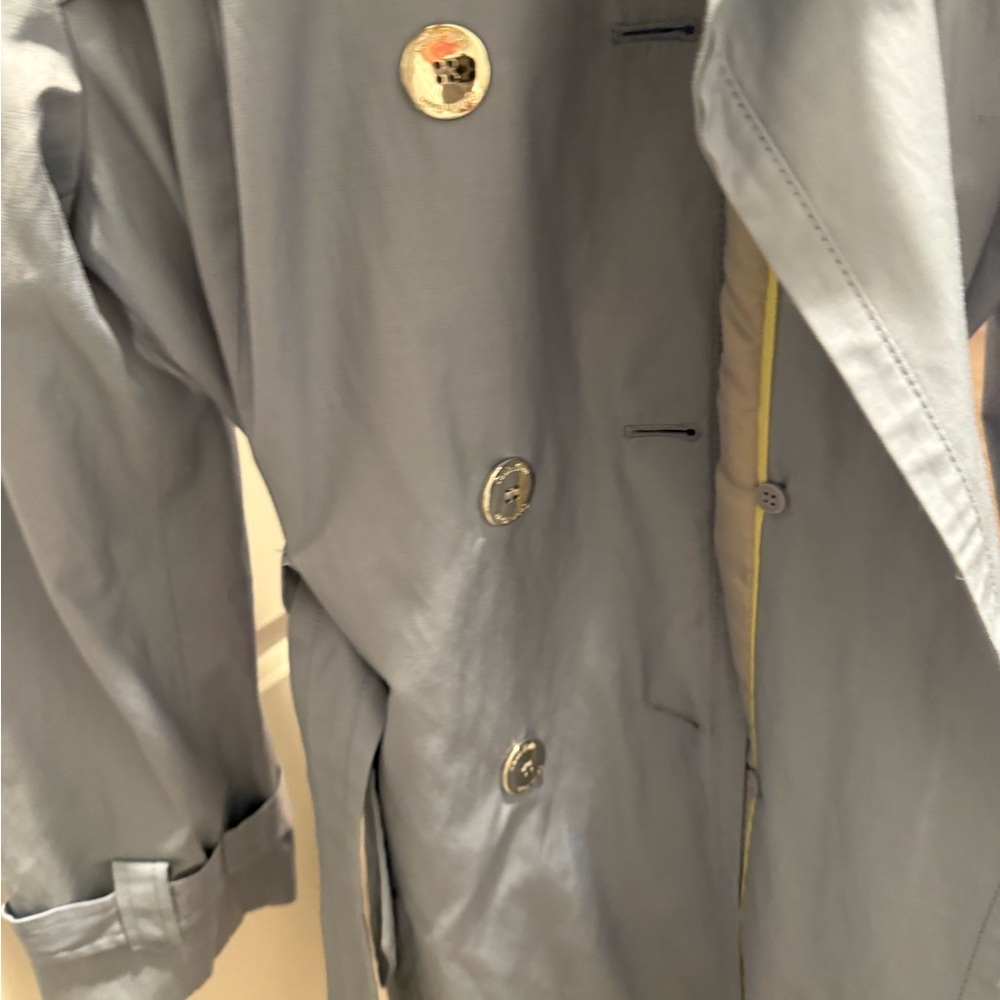 Calvin Klein Light Gray Double-Breasted Trench Coat - Picture 4 of 12